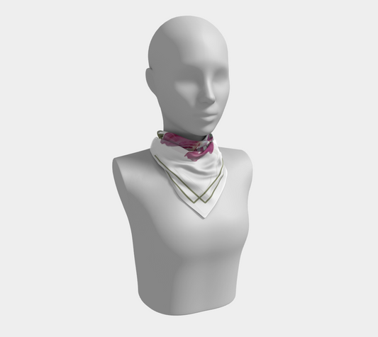 Pink Iris Border Silk Scarf by Sharon Tiger - Fur, Feathers and Flowers