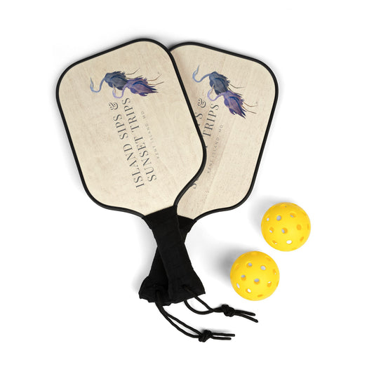 Pickleball Paddle Set: Original Pink/Blue Heron by Sharon Tiger - Fur, Feathers and Flowers