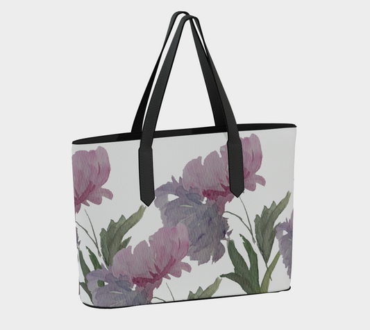 Peonies Vegan Leather Tote - Fur, Feathers and Flowers