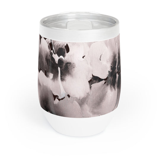 12 oz Tumbler – Original Black and White Floral Watercolor by Sharon Tiger - Fur, Feathers and Flowers