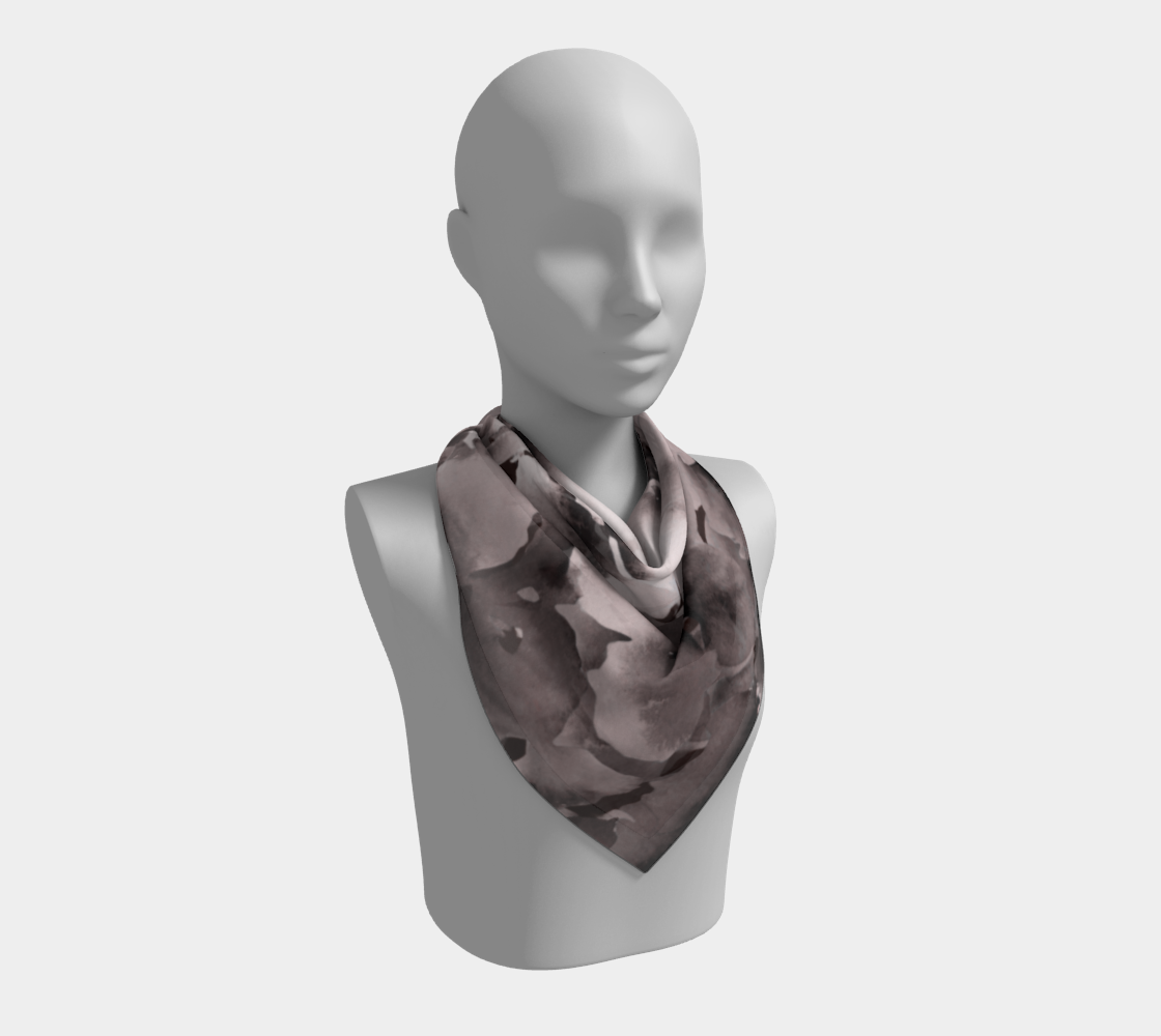 Black and White Floral Silk Scarf by Sharon Tiger - Fur, Feathers and Flowers