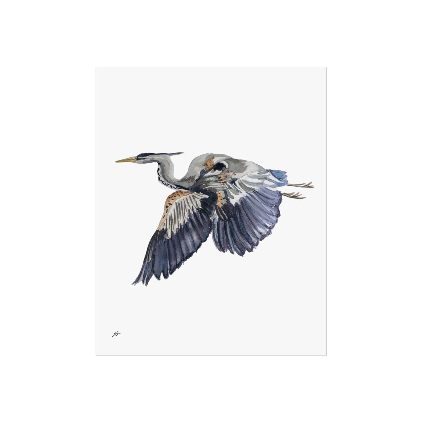 Elegant Heron Fine Art Poster - Fur, Feathers and Flowers