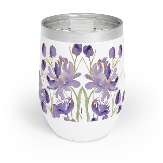 12 oz Tumbler – Original Purple Peony Watercolor by Sharon Tiger - Fur, Feathers and Flowers