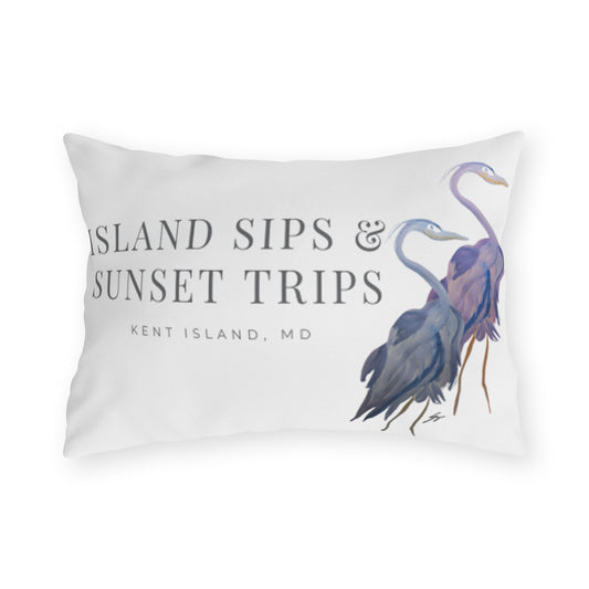 Island Sips & Sunset Trips Outdoor Pillow Original Watercolor Art by Sharon Tiger - Fur, Feathers and Flowers