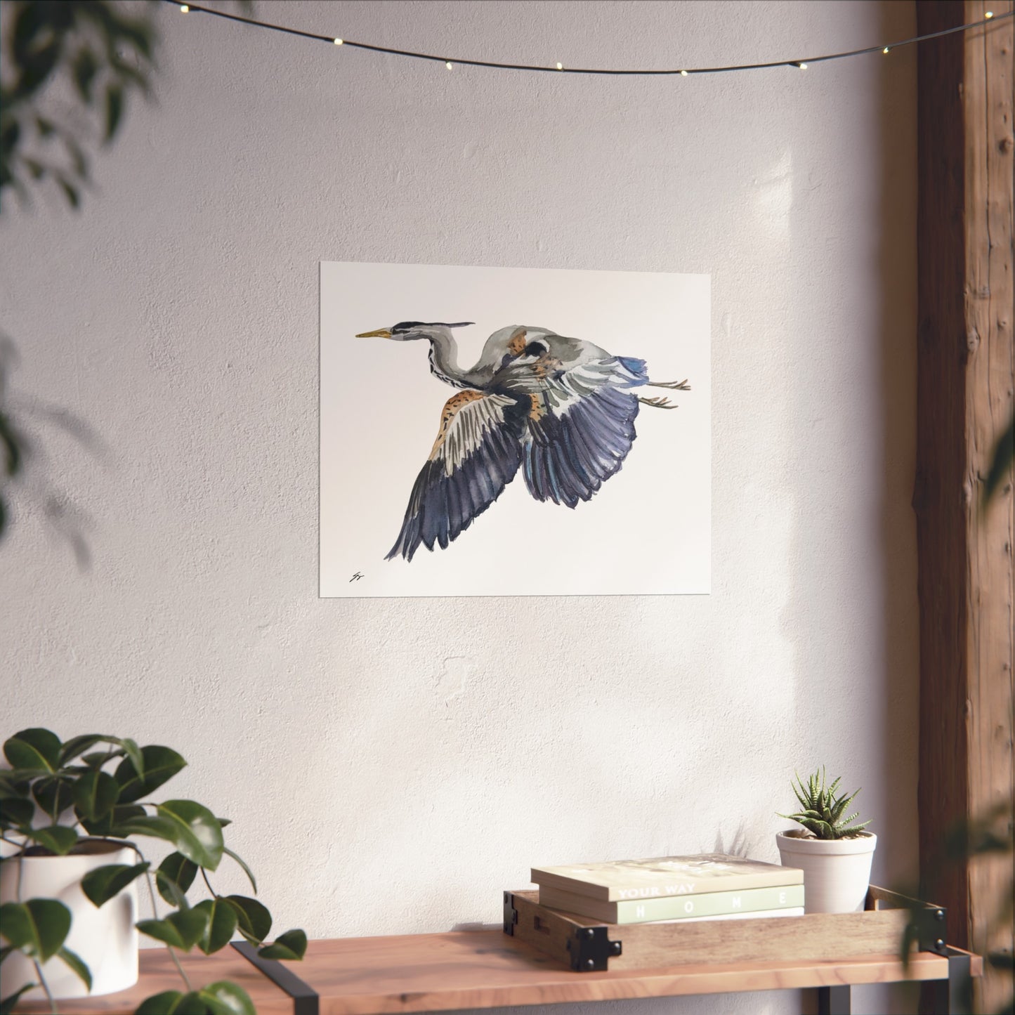 Elegant Heron Fine Art Poster - Fur, Feathers and Flowers