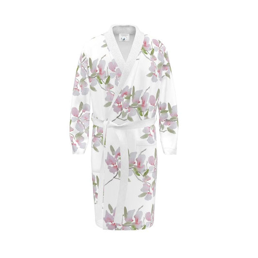 Cherry Blossom Watercolor Terry Robe – Original by Sharon Tiger - Fur, Feathers and Flowers