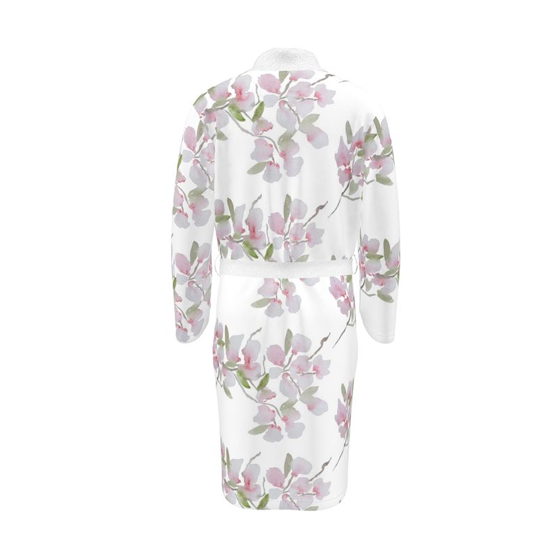 Cherry Blossom Watercolor Terry Robe – Original by Sharon Tiger - Fur, Feathers and Flowers