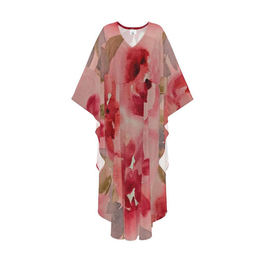 Red & Pink Floral Kafta, Watercolor by Sharon Tiger - Fur, Feathers and Flowers