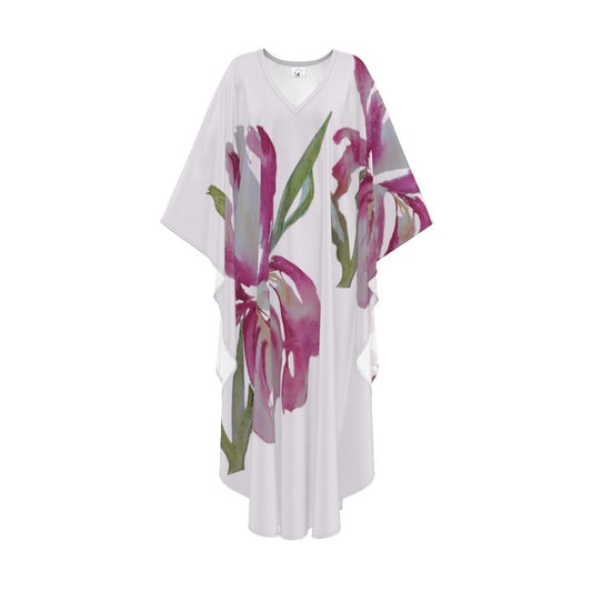 Pink Iris Kaftan, Orginal Watercolor by Sharon Tiger - Fur, Feathers and Flowers