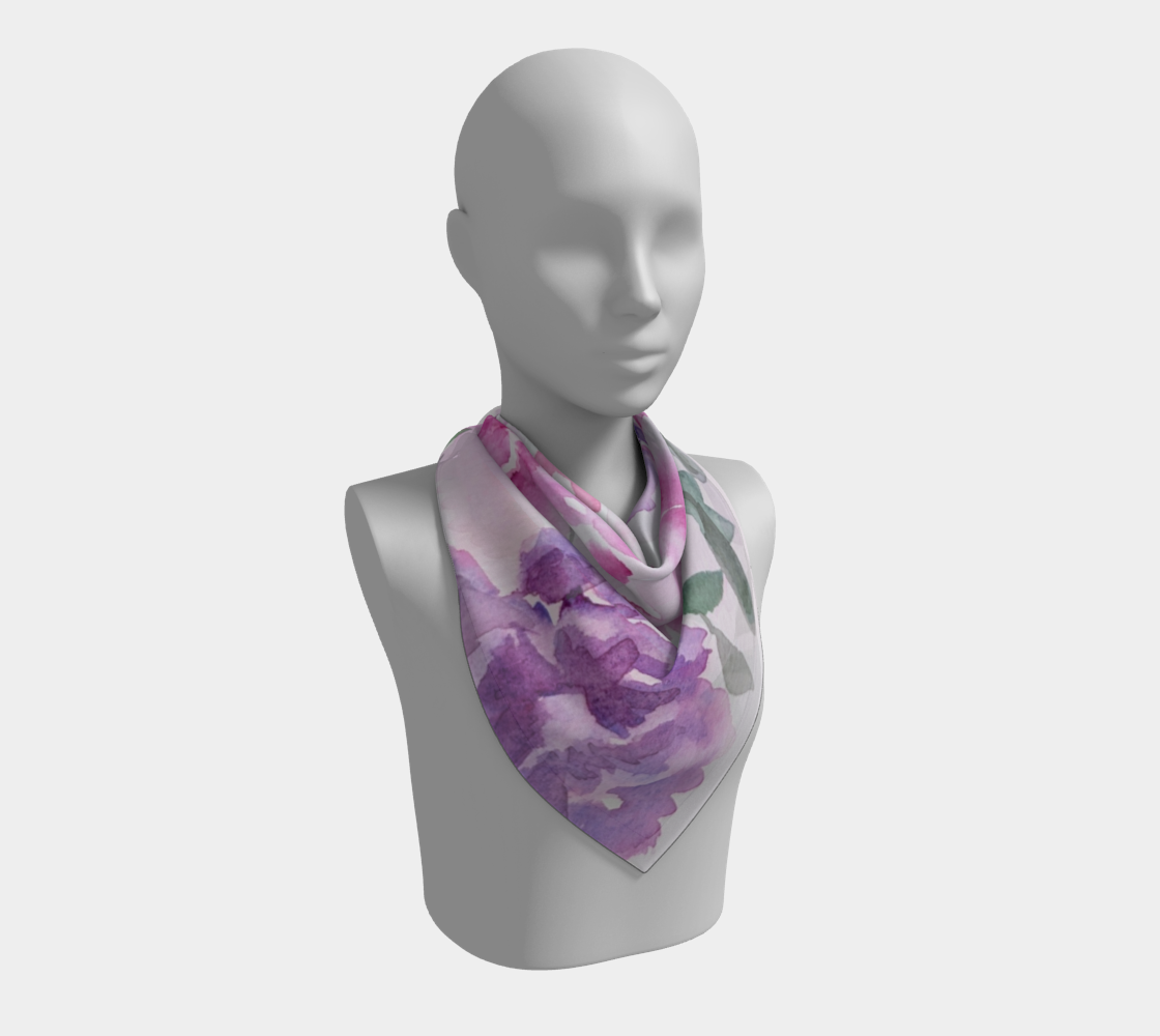 Floral Scarf Watercolor Silk Scarf by Sharon Tiger - Fur, Feathers and Flowers
