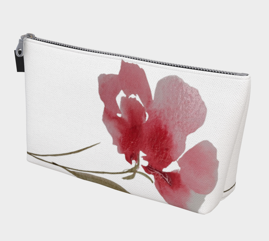 Simple Pink Peony Carry-All – Original Watercolor Art Zippered Makeup Bag - Fur, Feathers and Flowers