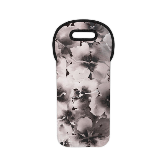 Wine Tote– Original Black and White Floral Watercolor by Sharon Tiger - Fur, Feathers and Flowers