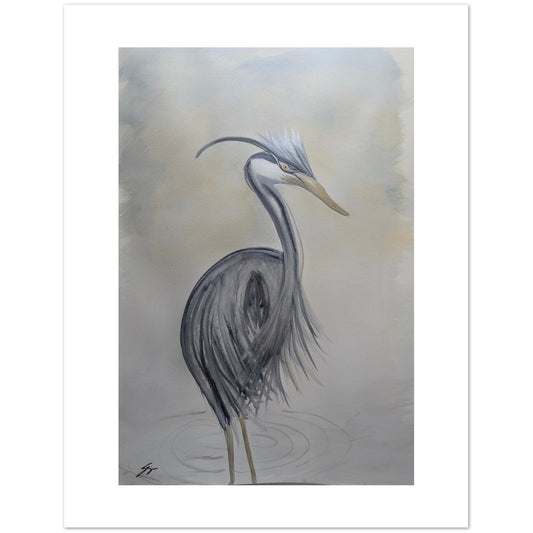 Pack of 10 Blank Greeting Cards – Sparkle Heron Watercolor Art by Sharon Tiger - Fur, Feathers and Flowers
