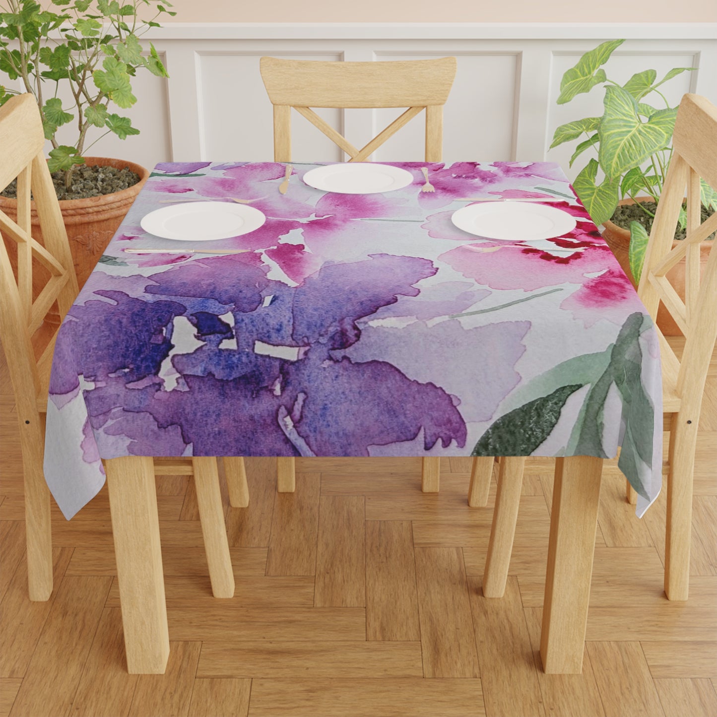 Floral Watercolor Tablecloth by Sharon Tiger - Fur, Feathers and Flowers