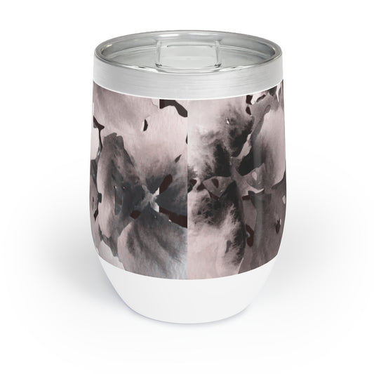12 oz Tumbler – Original Black and White Floral Watercolor by Sharon Tiger - Fur, Feathers and Flowers