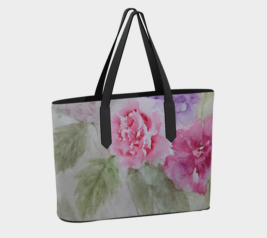 Pastel Floral Vegan Leather Tote - Fur, Feathers and Flowers
