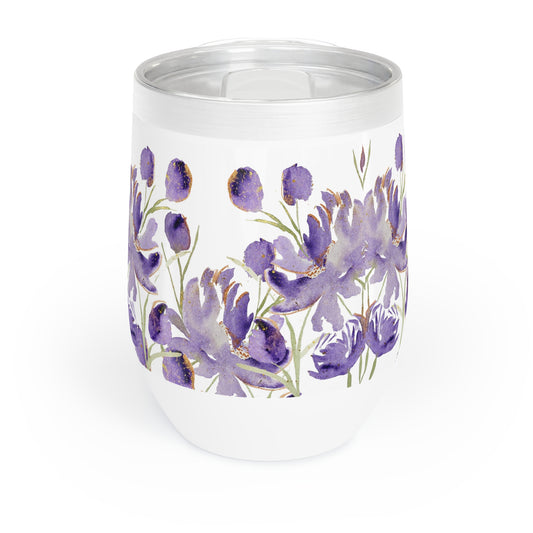 12 oz Tumbler – Original Purple Peony Watercolor by Sharon Tiger - Fur, Feathers and Flowers