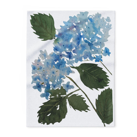 Fleece Blanket - Hydrangea Watercolor by Sharon Tiger - Fur, Feathers and Flowers