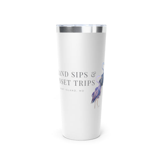 22oz Copper Insulated Cup Pink/Blue Heron by Sharon Tiger - Fur, Feathers and Flowers