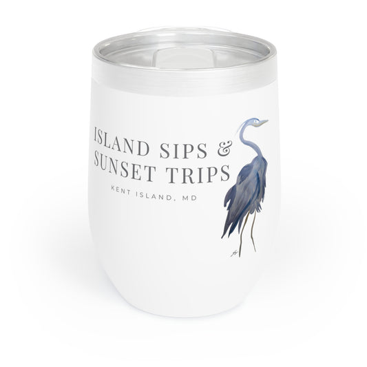 12 oz Tumbler – Original Blue Heron Watercolor by Sharon Tiger - Fur, Feathers and Flowers