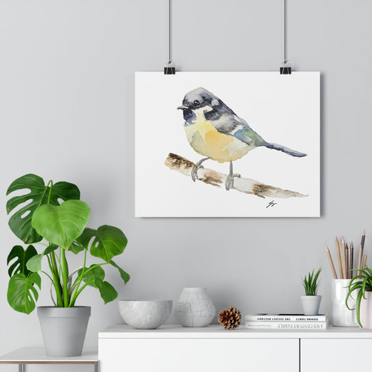 Charming Titmouse Bird Giclée Art Print, Watercolor by Sharon Tiger - Fur, Feathers and Flowers
