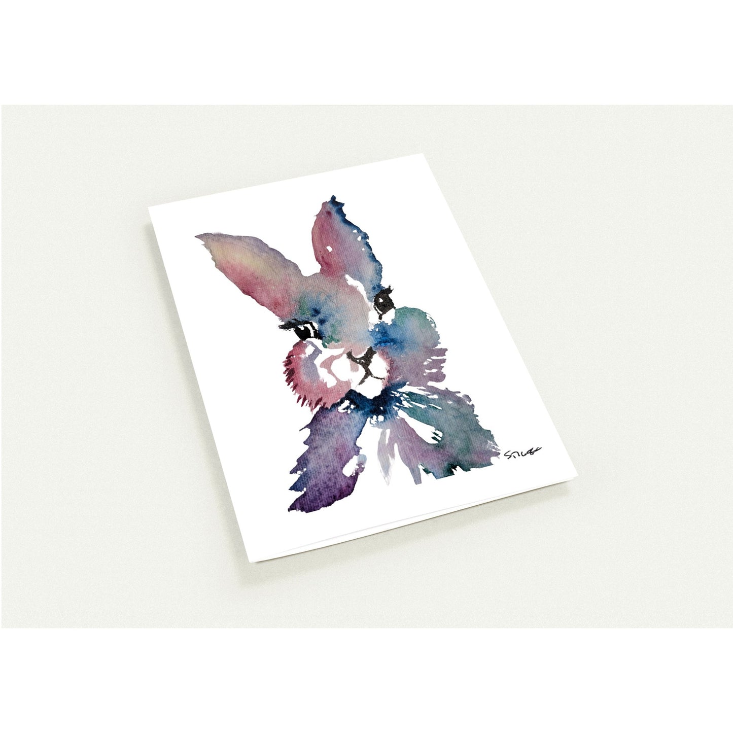 Pack of 10 Blank Greeting Cards – Colorful Bunny Rabbit Watercolor Art by Sharon Tiger - Fur, Feathers and Flowers