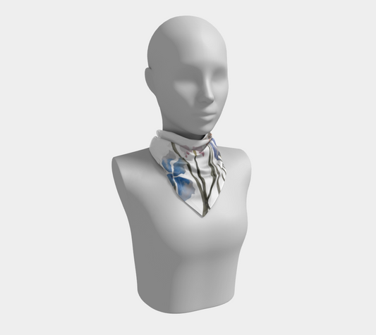 Irisis Silk Scarf, Original Watercolor by Sharon Tiger - Fur, Feathers and Flowers