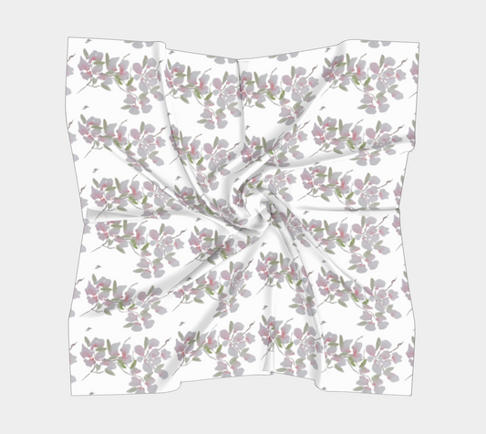 Cherry Blossom Original Watercolor Silk Scarf  16 x 16, by Sharon Tiger - Fur, Feathers and Flowers