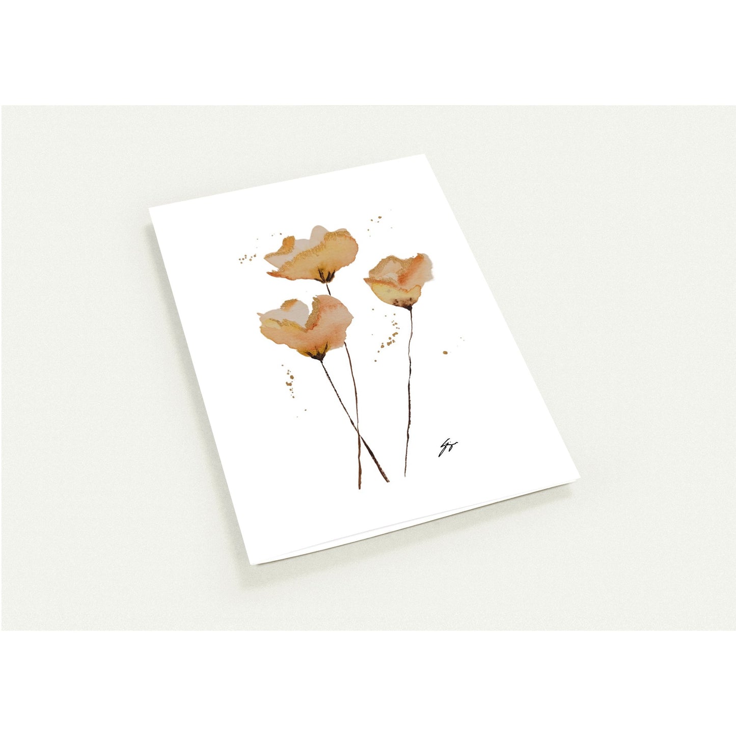 Pack of 10 Blank Greeting Cards – Peach Poppies Watercolor Art by Sharon Tiger - Fur, Feathers and Flowers