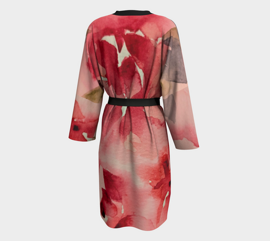 Peignor Red and Pink Peony Original Watercolor by Sharon Tiger - Fur, Feathers and Flowers