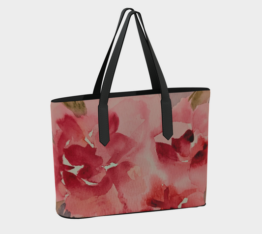 Pink and Red Floral Original Vegan Tote Bag by Sharon Tiger - Fur, Feathers and Flowers