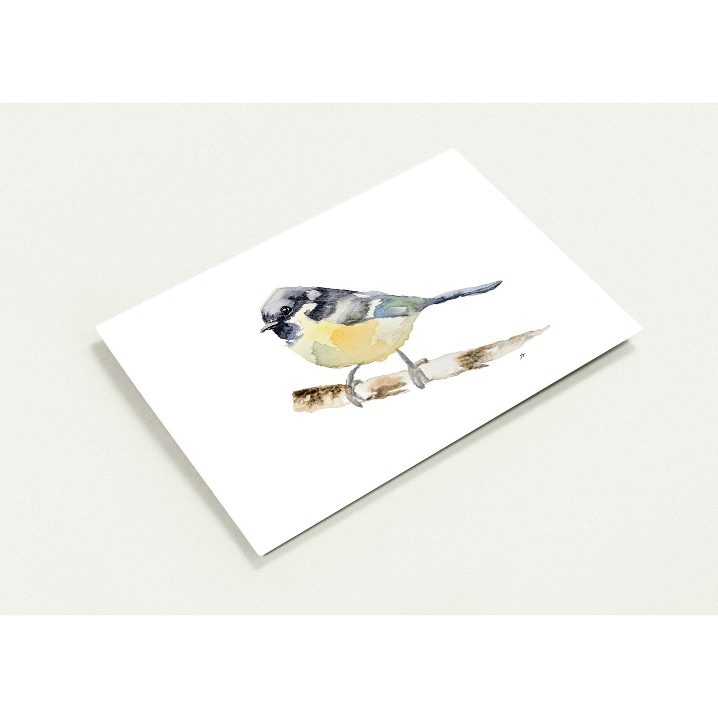 Pack of 10 (Multiple Sizes) Greeting Cards Titmouse Bird Original Watercolor by Sharon Tiger - Fur, Feathers and Flowers