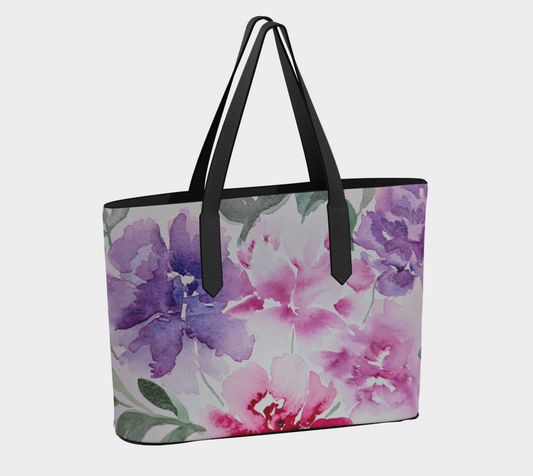 Floral Original Vegan Leather Tote Bag, by Sharon Tiger - Fur, Feathers and Flowers