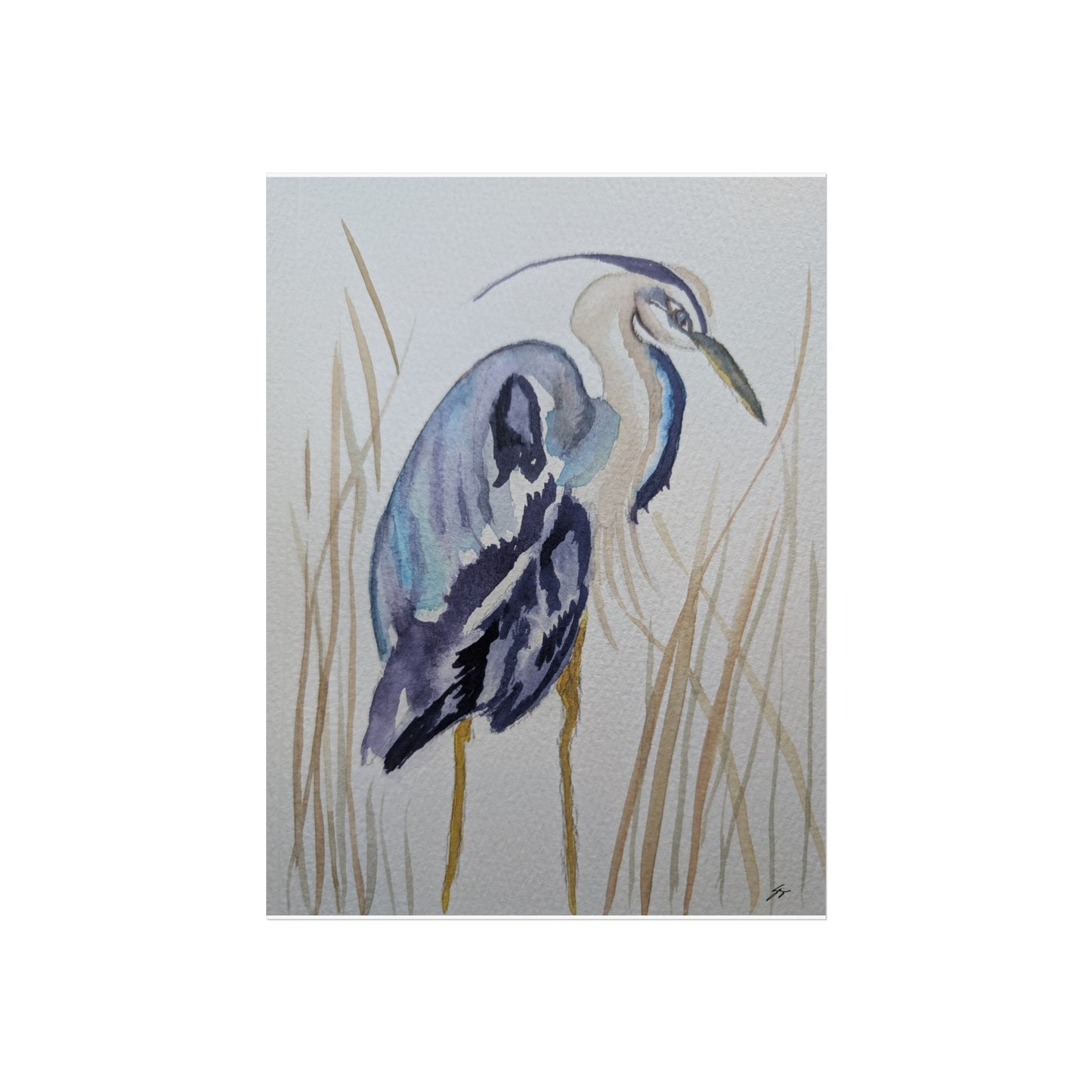 Elegant Heron Wall Art, Fine Art Print, Nature Home Decor, Bird Lover Gift, Botanical Artwork, Unique Wall Decor - Fur, Feathers and Flowers