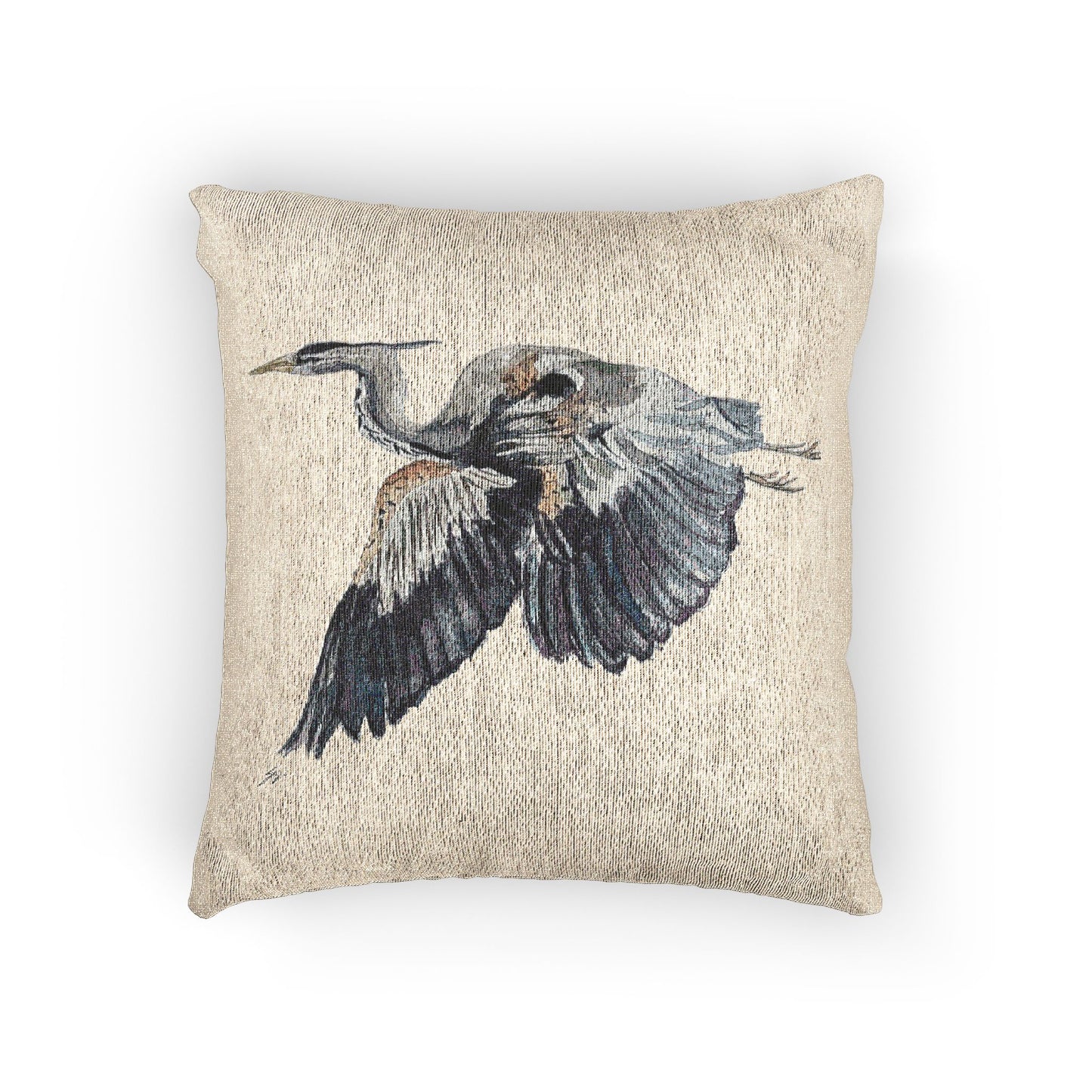 Flying Heron Watercolor Pillow Original by Sharon Tiger
