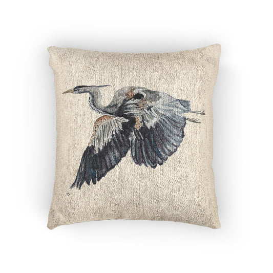 Flying Heron Watercolor Pillow Original by Sharon Tiger