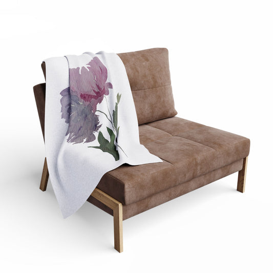 Fleece Blanket,  Original Peony Watercolor by Sharon Tiger - Fur, Feathers and Flowers