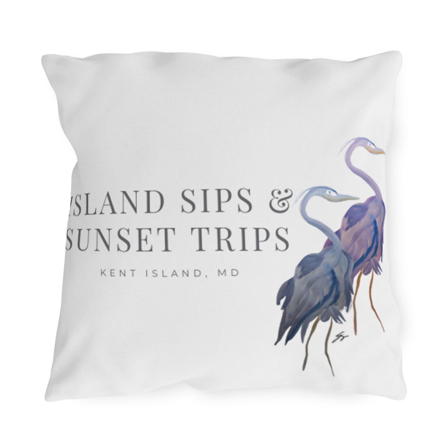 Island Sips & Sunset Trips Outdoor Pillow Original Watercolor Art by Sharon Tiger