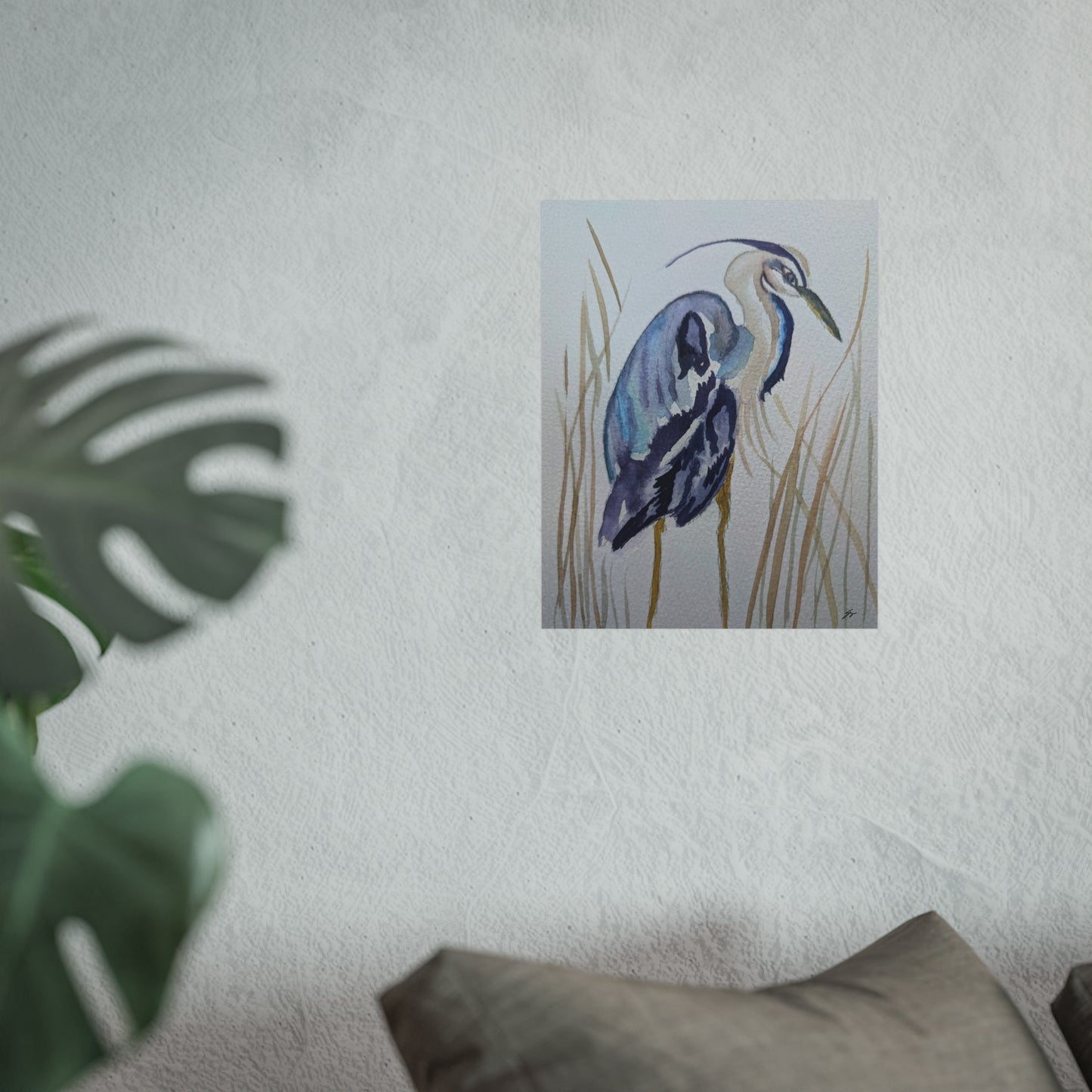 Elegant Heron Wall Art, Fine Art Print, Nature Home Decor, Bird Lover Gift, Botanical Artwork, Unique Wall Decor - Fur, Feathers and Flowers