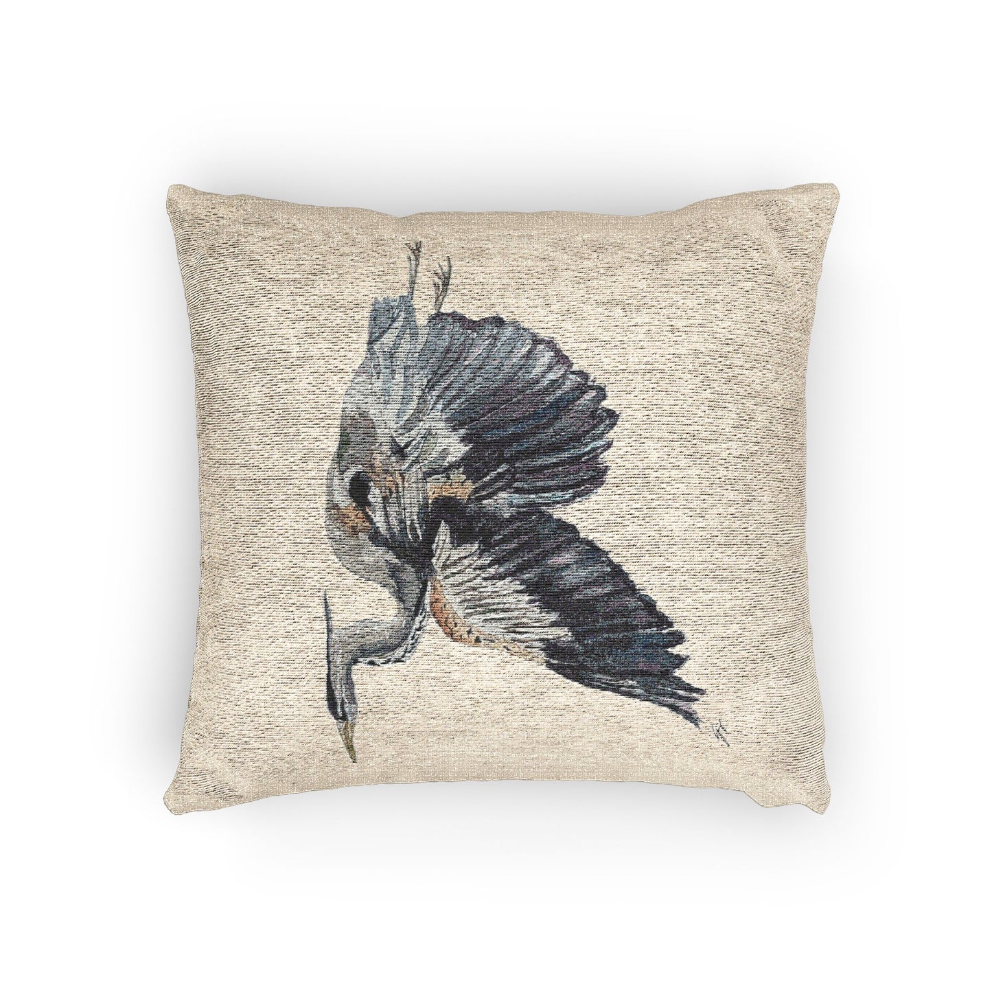 Flying Heron Watercolor Pillow Original by Sharon Tiger