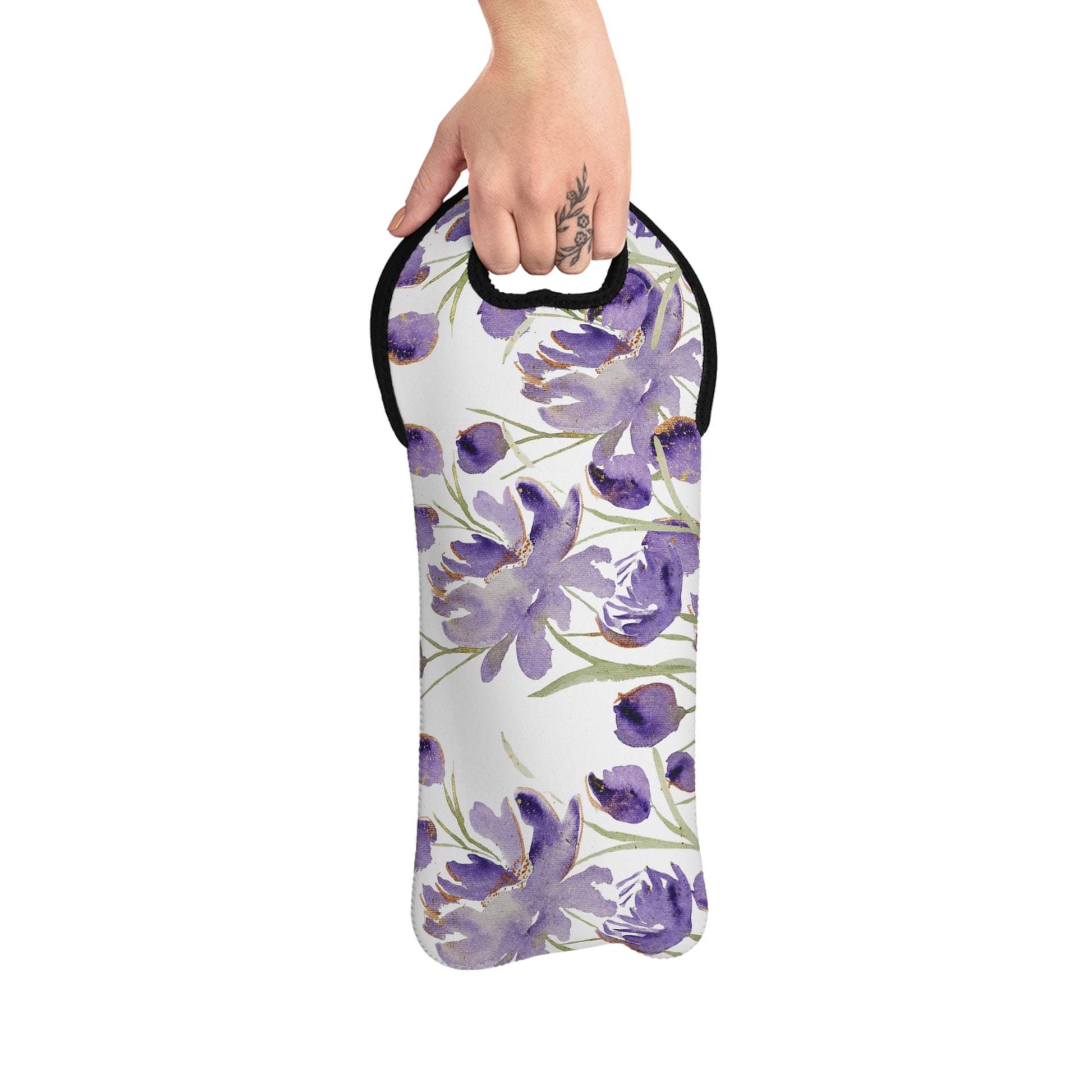 Purple Peony Wine Tote Bag by Sharon Tiger - Fur, Feathers and Flowers