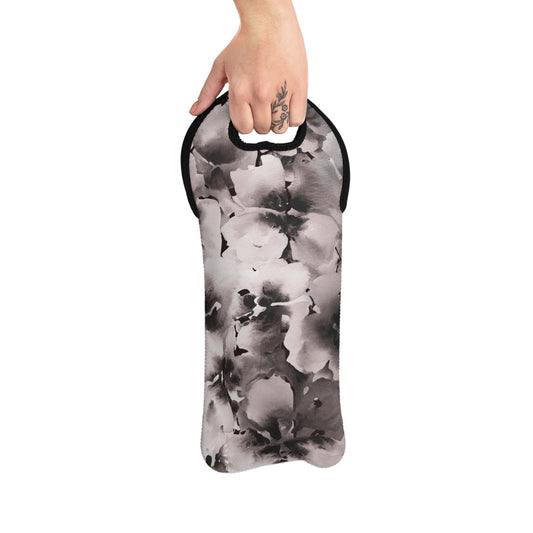 Wine Tote– Original Black and White Floral Watercolor by Sharon Tiger - Fur, Feathers and Flowers