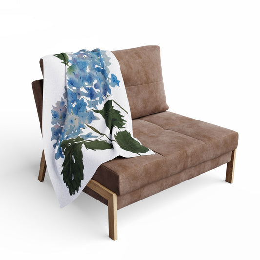 Fleece Blanket - Hydrangea Watercolor by Sharon Tiger - Fur, Feathers and Flowers