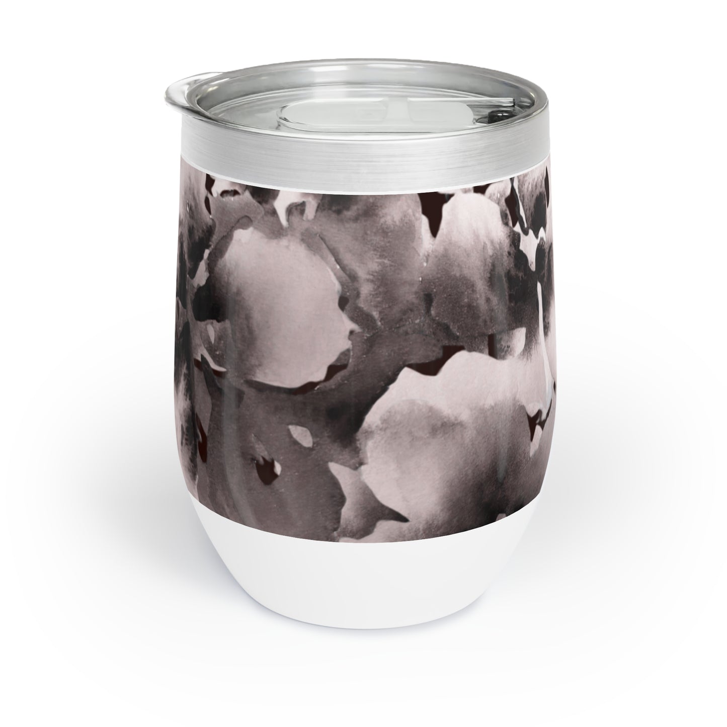 12 oz Tumbler – Original Black and White Floral Watercolor by Sharon Tiger - Fur, Feathers and Flowers