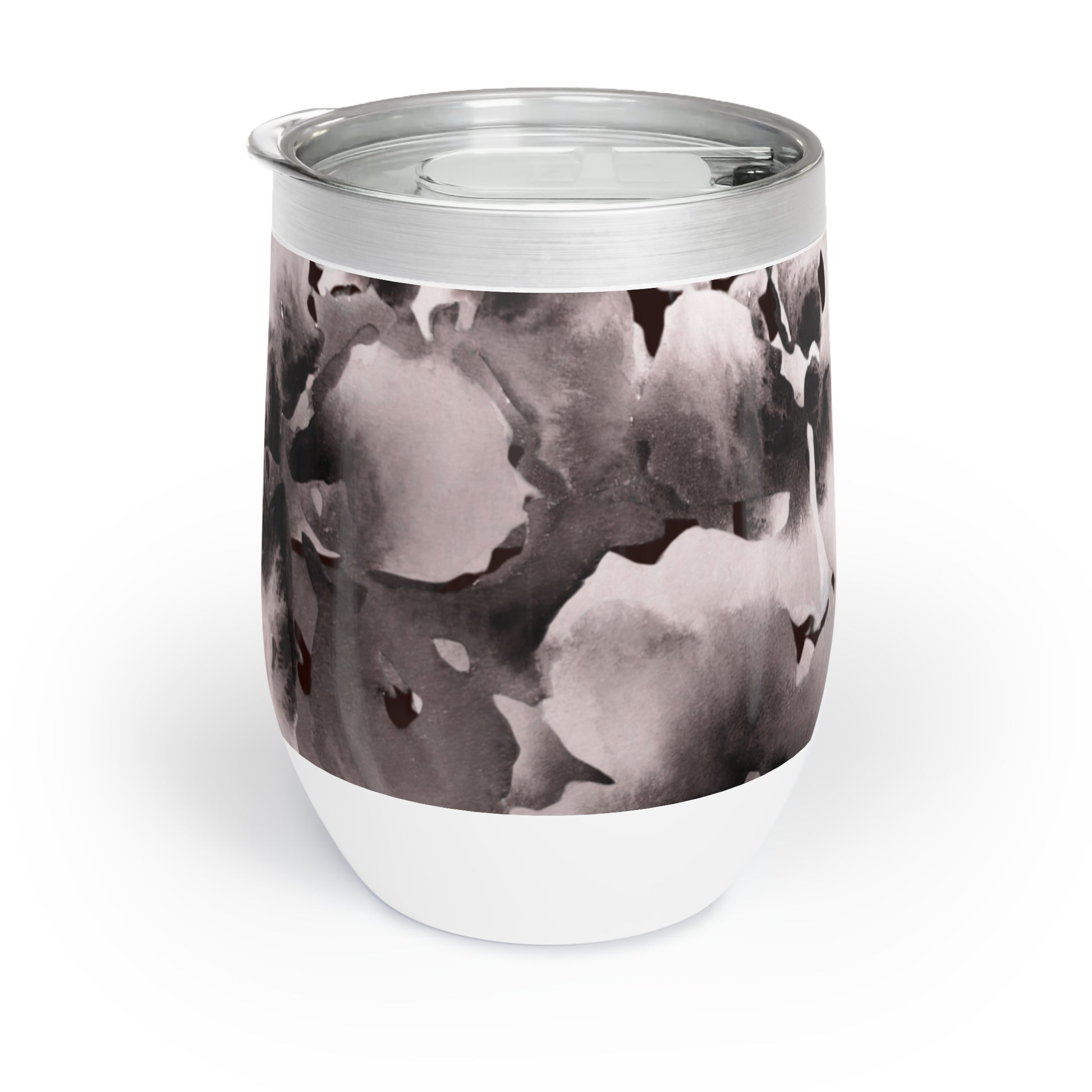 12 oz Tumbler – Original Black and White Floral Watercolor by Sharon Tiger - Fur, Feathers and Flowers