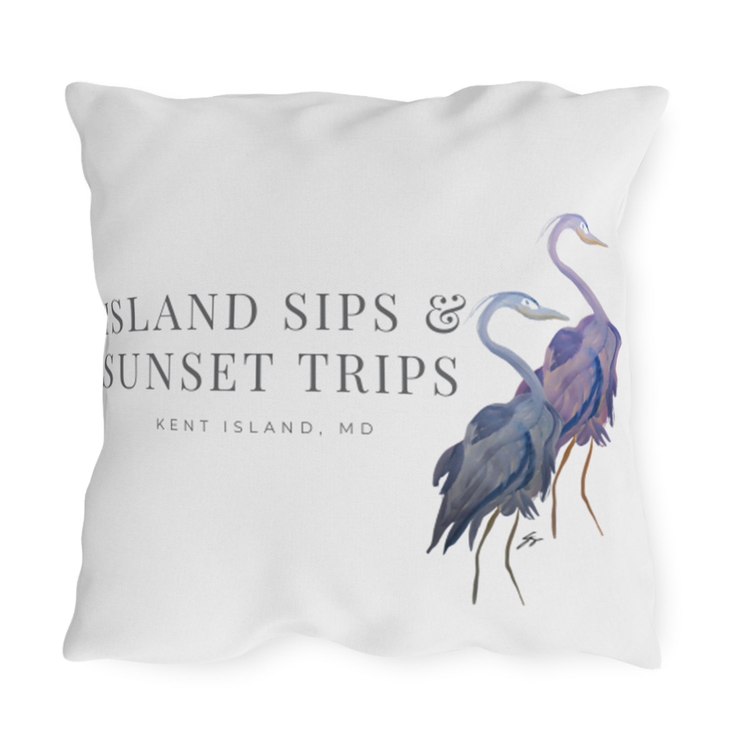 Island Sips & Sunset Trips Outdoor Pillow Original Watercolor Art by Sharon Tiger