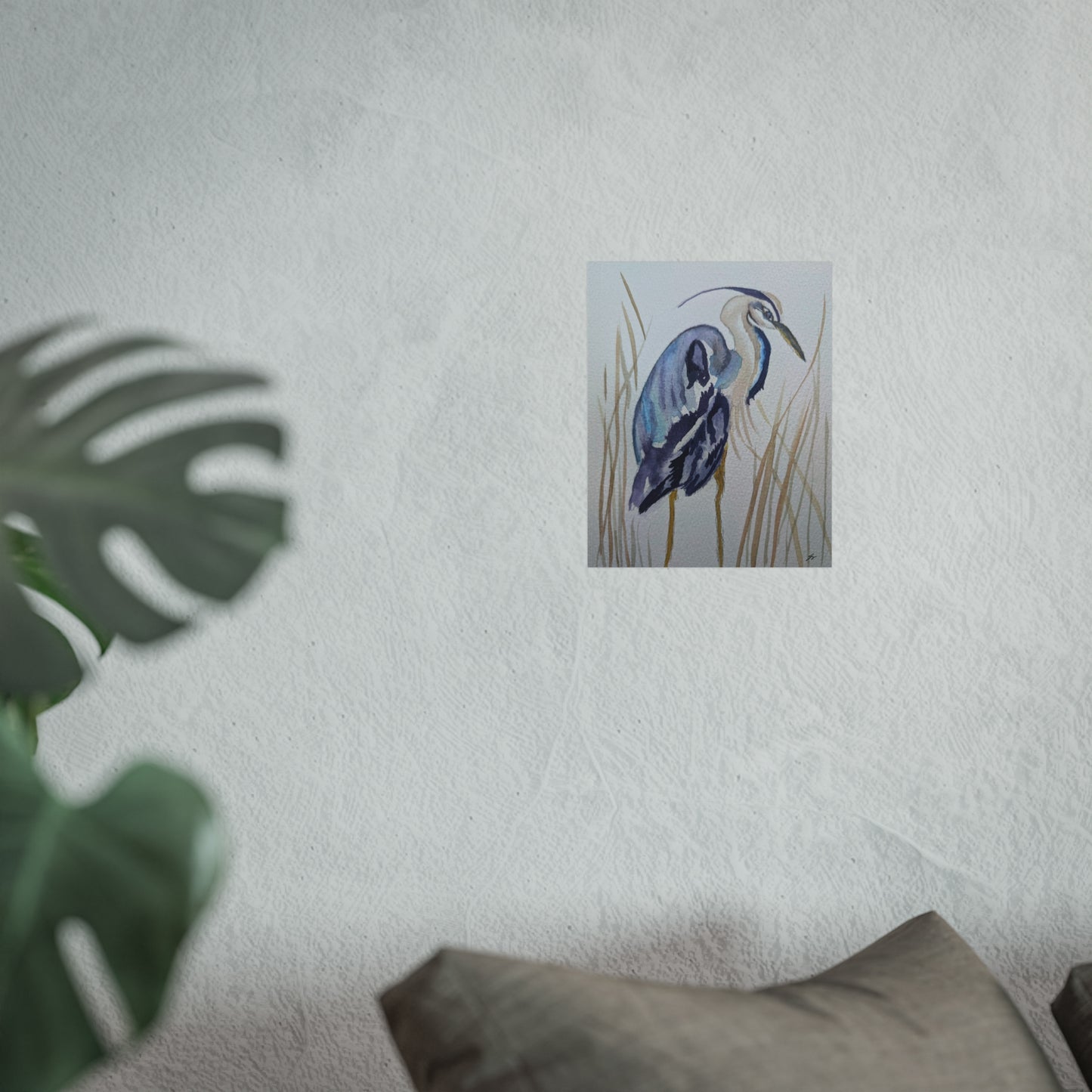 Elegant Heron Wall Art, Fine Art Print, Nature Home Decor, Bird Lover Gift, Botanical Artwork, Unique Wall Decor - Fur, Feathers and Flowers