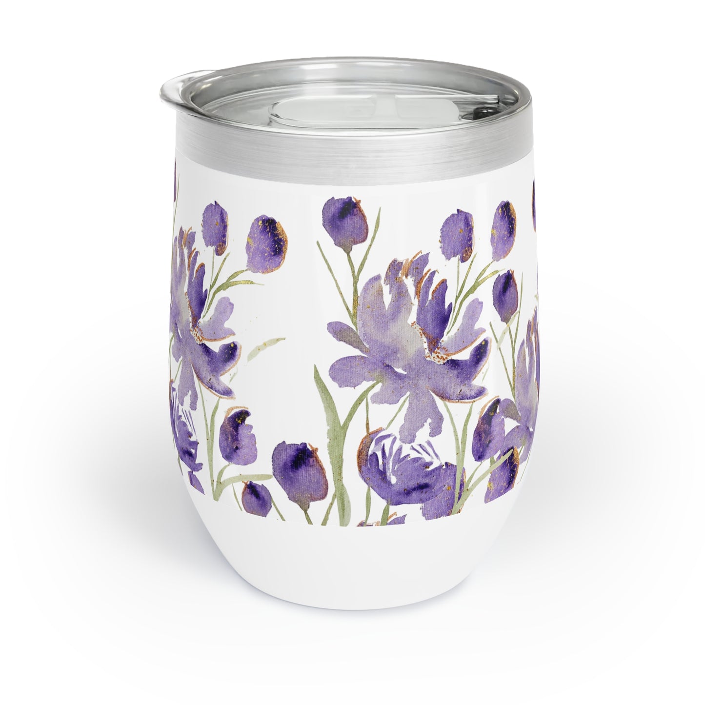 12 oz Tumbler – Original Purple Peony Watercolor by Sharon Tiger - Fur, Feathers and Flowers