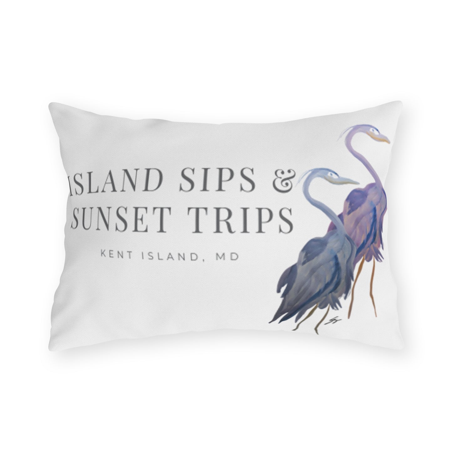 Island Sips & Sunset Trips Outdoor Pillow Original Watercolor Art by Sharon Tiger