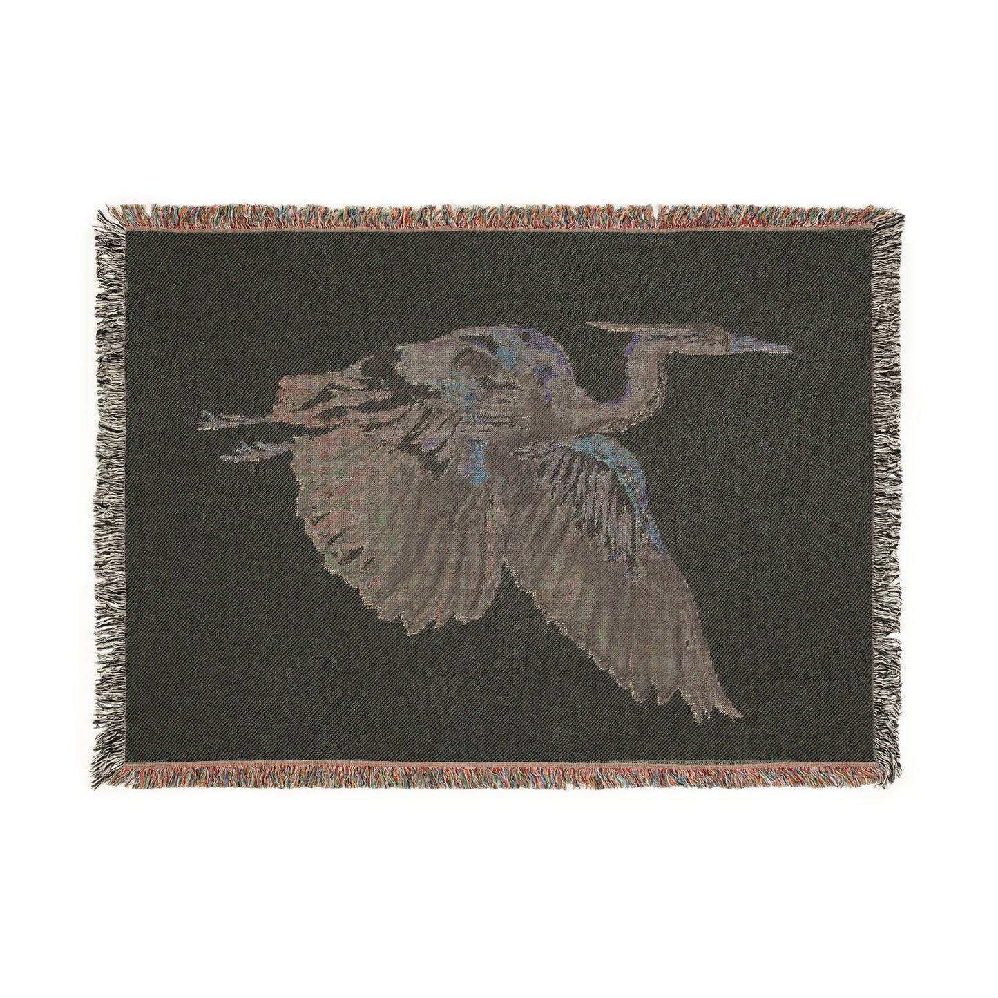 Flying Heron Watercolor Woven Blanket Original by Sharon Tiger